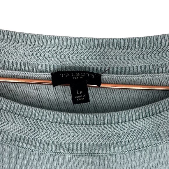 Talbots Cotton Tencel colorblock Striped Sweater Navy Blue Ivory Mint Green - Picture 3 of 7